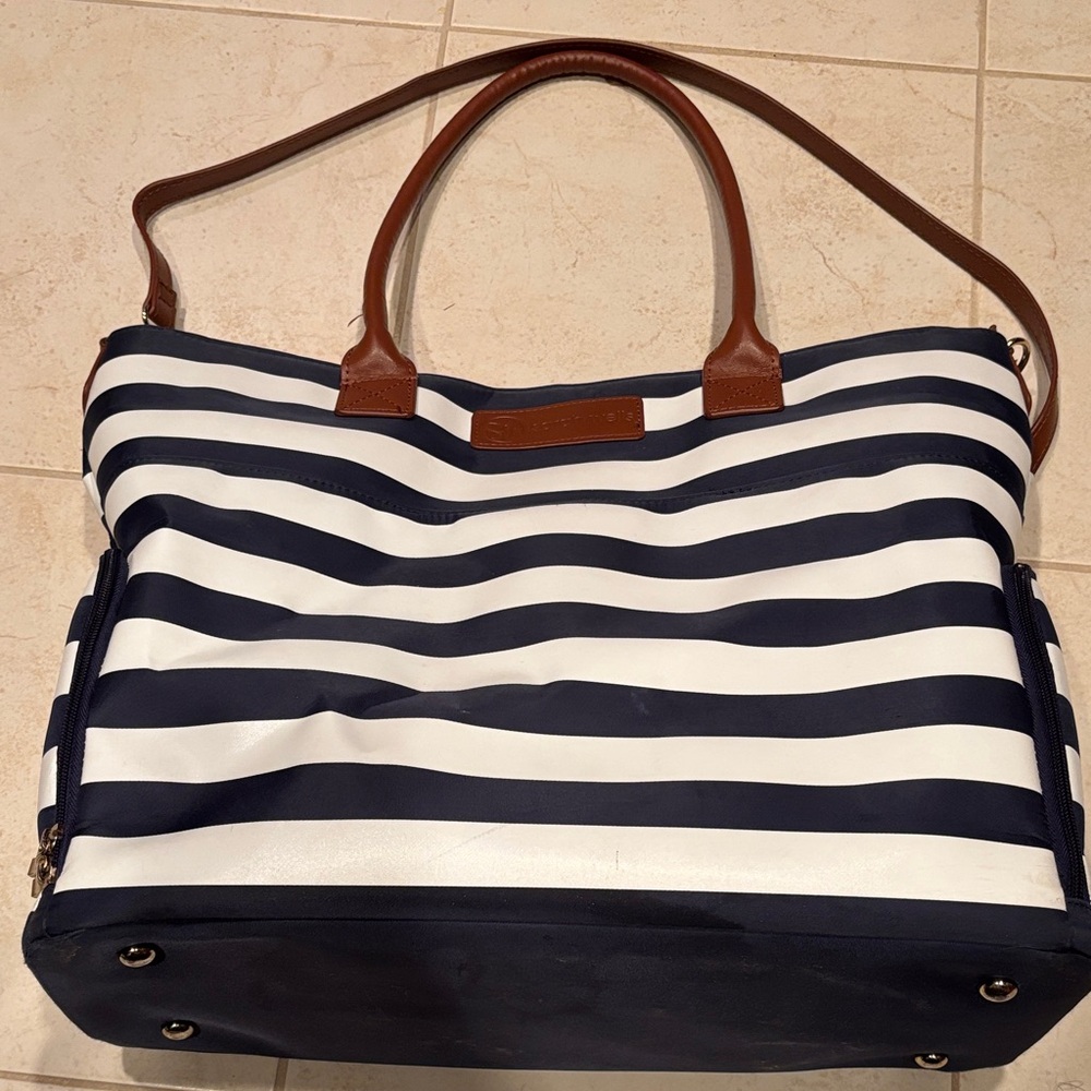 Sarah Wells Navy and White Striped Tote